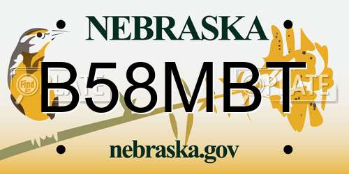 B58MBT Nebraska License Plate