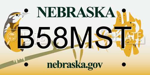 B58MST Nebraska License Plate