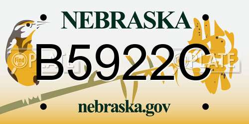 B5922C Nebraska License Plate