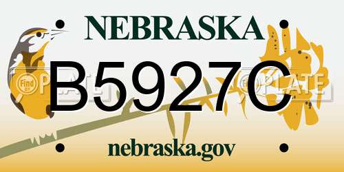 B5927C Nebraska License Plate