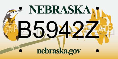 B5942Z Nebraska License Plate