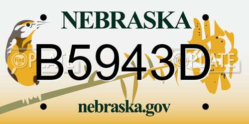 B5943D Nebraska License Plate