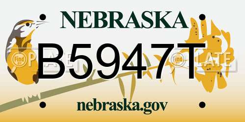 B5947T Nebraska License Plate