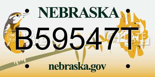 B59547T Nebraska License Plate