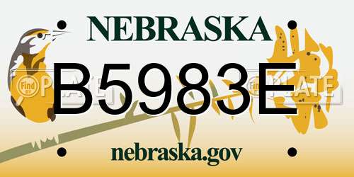 B5983E Nebraska License Plate