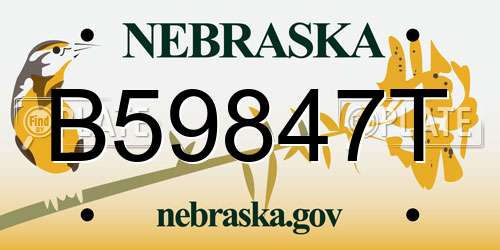 B59847T Nebraska License Plate