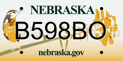 B598BO Nebraska License Plate