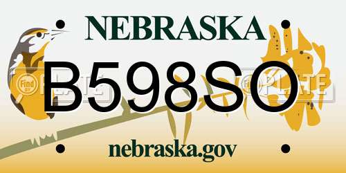 B598SO Nebraska License Plate