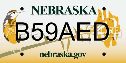 B59AED Nebraska License Plate