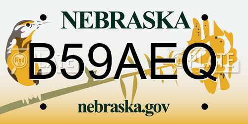 B59AEQ Nebraska License Plate
