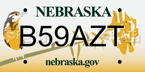 B59AZT Nebraska License Plate