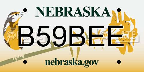 B59BEE Nebraska License Plate