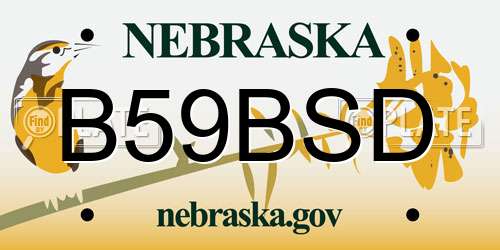 B59BSD Nebraska License Plate