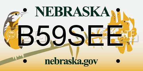 B59SEE Nebraska License Plate