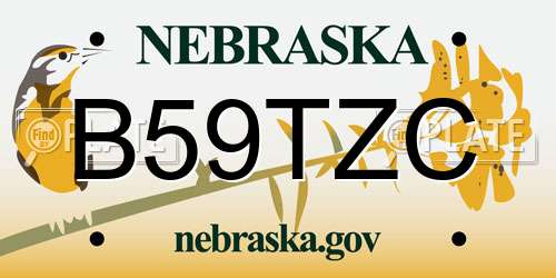 B59TZC Nebraska License Plate