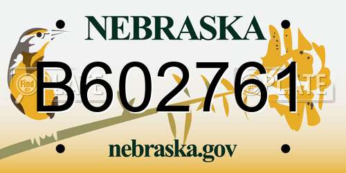 B602761 Nebraska License Plate