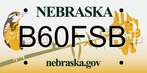 B60FSB Nebraska License Plate
