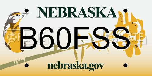 B60FSS Nebraska License Plate