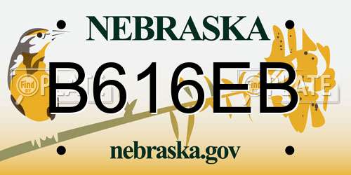 B616EB Nebraska License Plate