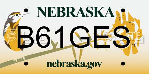 B61GES Nebraska License Plate