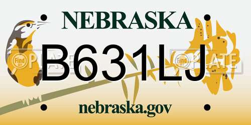 B631LJ Nebraska License Plate
