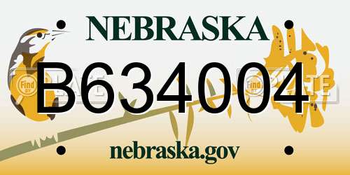 B634004 Nebraska License Plate