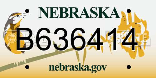 B636414 Nebraska License Plate