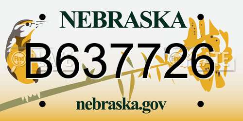 B637726 Nebraska License Plate