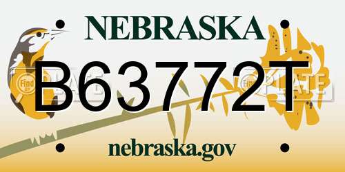 B63772T Nebraska License Plate
