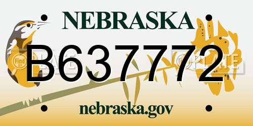 B637772 Nebraska License Plate