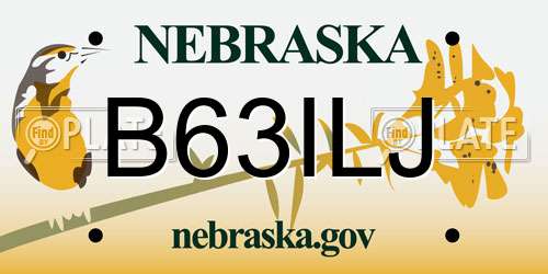 B63ILJ Nebraska License Plate