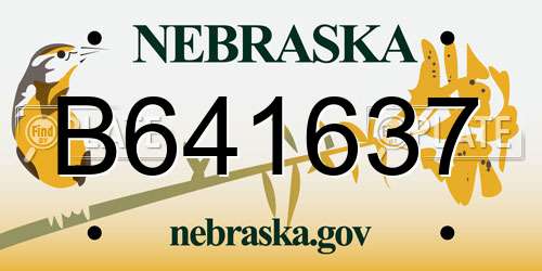 B641637 Nebraska License Plate