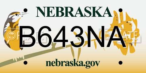 B643NA Nebraska License Plate