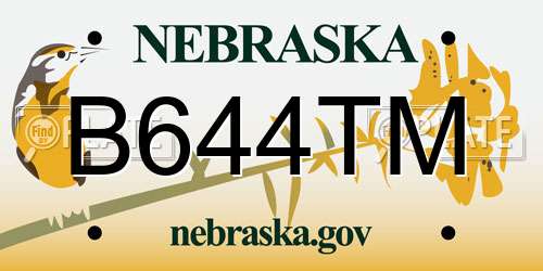 B644TM Nebraska License Plate