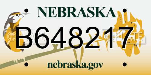 B648217 Nebraska License Plate