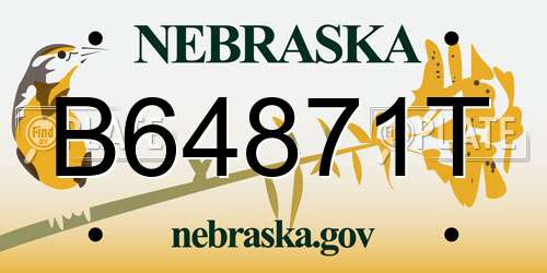B64871T Nebraska License Plate