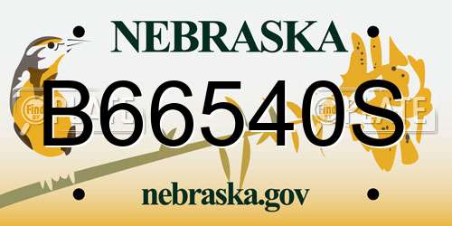 B66540S Nebraska License Plate