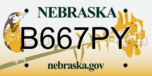 B667PY Nebraska License Plate