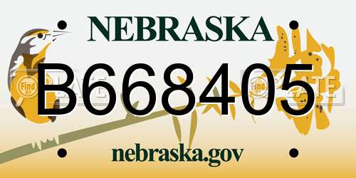B668405 Nebraska License Plate