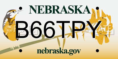B66TPY Nebraska License Plate