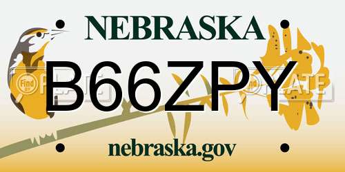 B66ZPY Nebraska License Plate