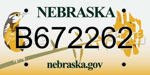 B672262 Nebraska License Plate