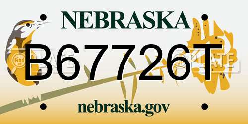 B67726T Nebraska License Plate