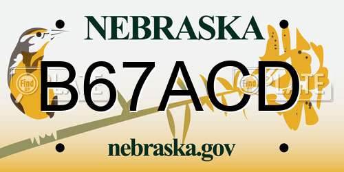 B67ACD Nebraska License Plate