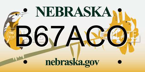 B67ACO Nebraska License Plate