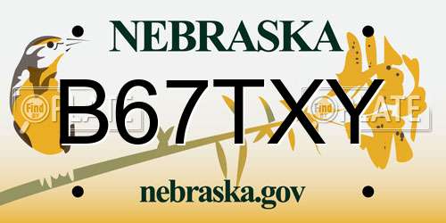 B67TXY Nebraska License Plate