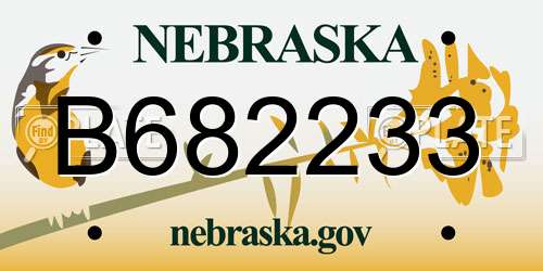 B682233 Nebraska License Plate
