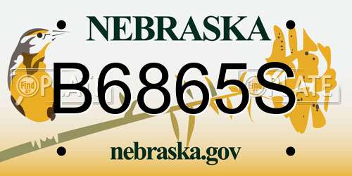 B6865S Nebraska License Plate