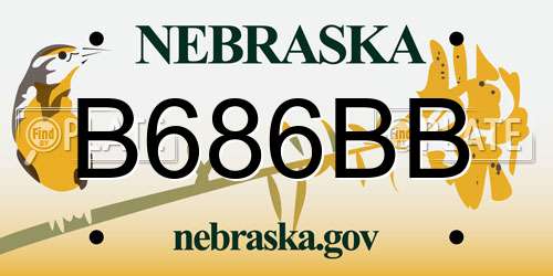 B686BB Nebraska License Plate