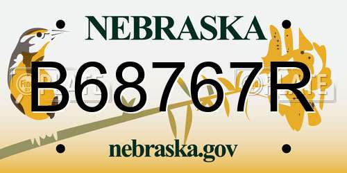 B68767R Nebraska License Plate